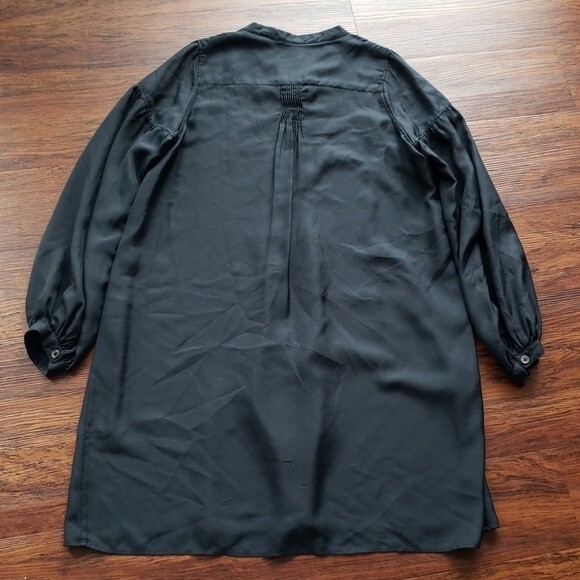 Ann Demeulemeester Black 100% Silk Chic Edgy Luxury DesignerTunic Top Size Large - Picture 6 of 6